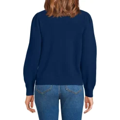 Women's Cashmere Puff Sleeve Crew Neck Sweater