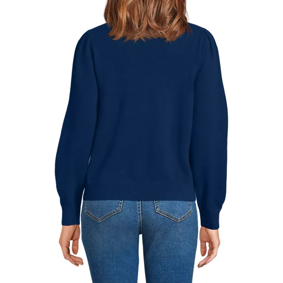 Women's Cashmere Puff Sleeve Crew Neck Sweater
