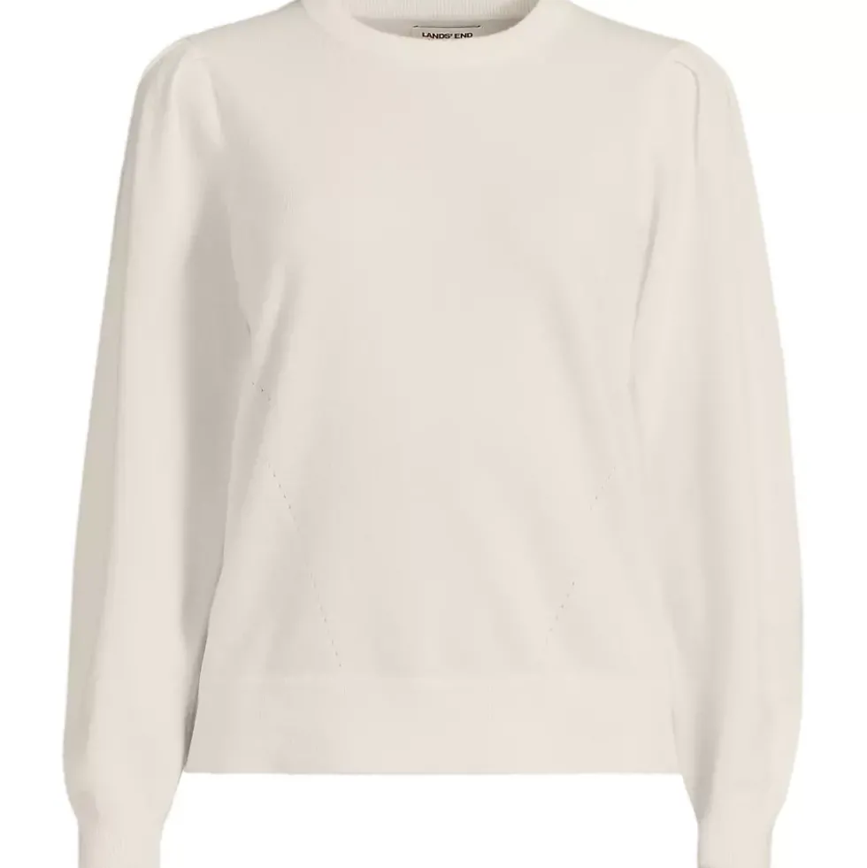Women's Cashmere Puff Sleeve Crew Neck Sweater