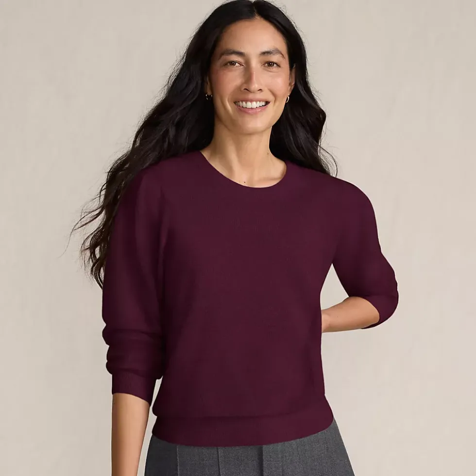 Women's Cashmere Puff Sleeve Crew Neck Sweater