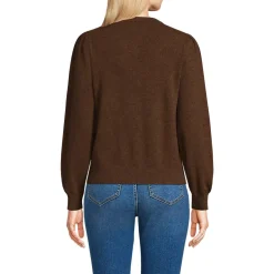 Women's Cashmere Puff Sleeve Crew Neck Sweater