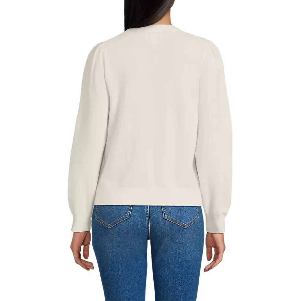 Women's Cashmere Puff Sleeve Crew Neck Sweater