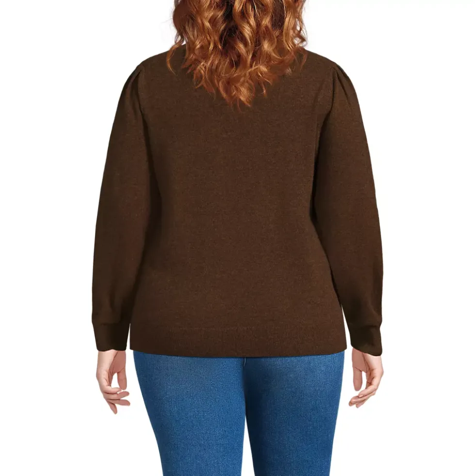 Women's Cashmere Puff Sleeve Crew Neck Sweater