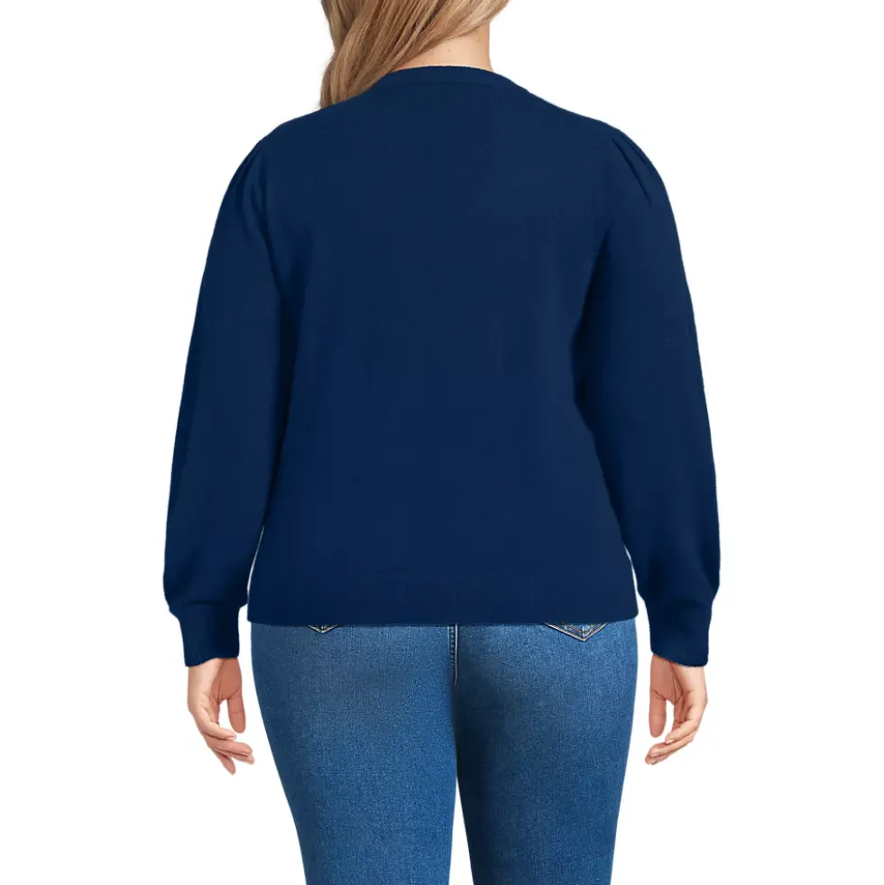 Women's Cashmere Puff Sleeve Crew Neck Sweater