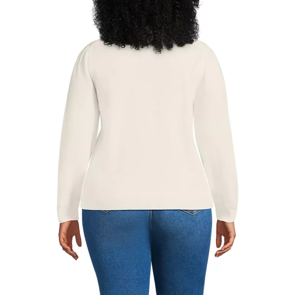 Women's Cashmere Puff Sleeve Crew Neck Sweater