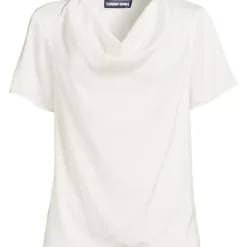 Women's Charmeuse Short Sleeve Cowl Neck Top
