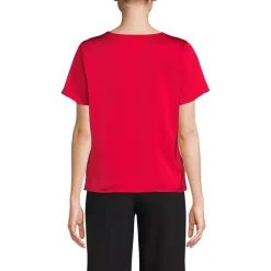 Women's Charmeuse Short Sleeve Cowl Neck Top