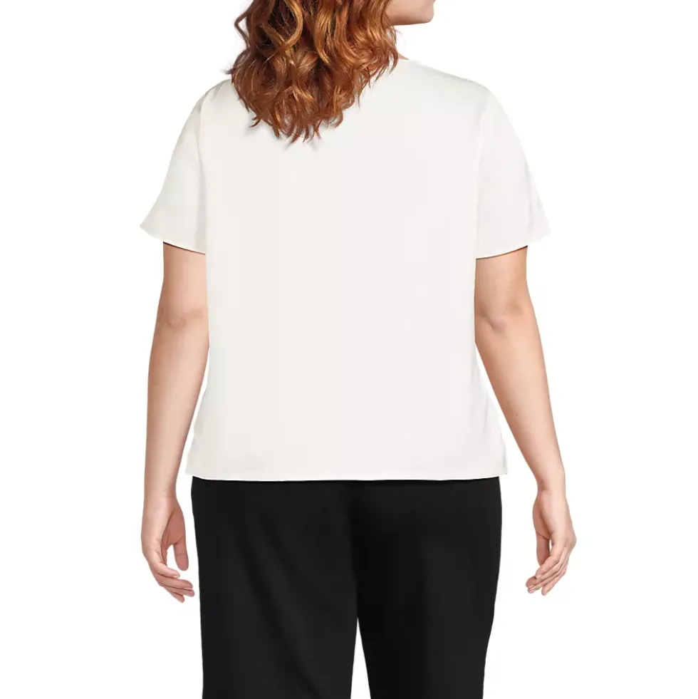 Women's Charmeuse Short Sleeve Cowl Neck Top