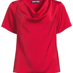Women's Charmeuse Short Sleeve Cowl Neck Top