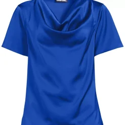 Women's Charmeuse Short Sleeve Cowl Neck Top