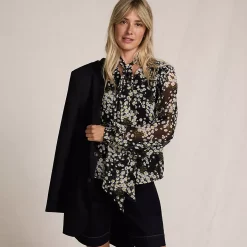 Women's Chiffon Removable Tie Neck Blouse
