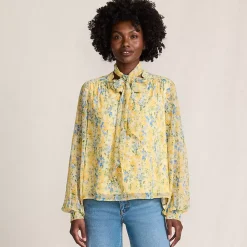 Women's Chiffon Removable Tie Neck Blouse