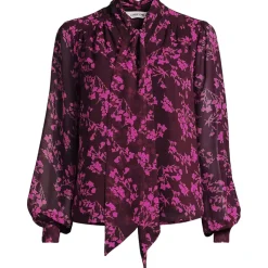 Women's Chiffon Removable Tie Neck Blouse