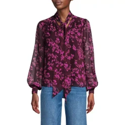 Women's Chiffon Removable Tie Neck Blouse