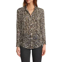 Women's Chiffon Ruffle Front Long Sleeve Top