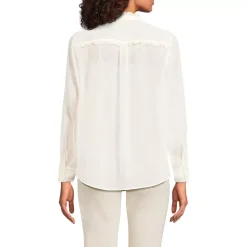 Women's Chiffon Ruffle Front Long Sleeve Top