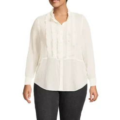 Women's Chiffon Ruffle Front Long Sleeve Top