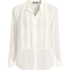 Women's Chiffon Ruffle Front Long Sleeve Top