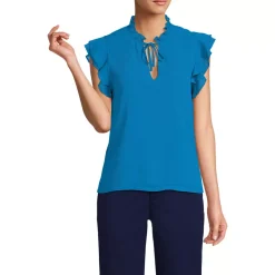Women's Chiffon Tie Neck Ruffle Shirt