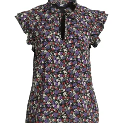 Women's Chiffon Tie Neck Ruffle Shirt