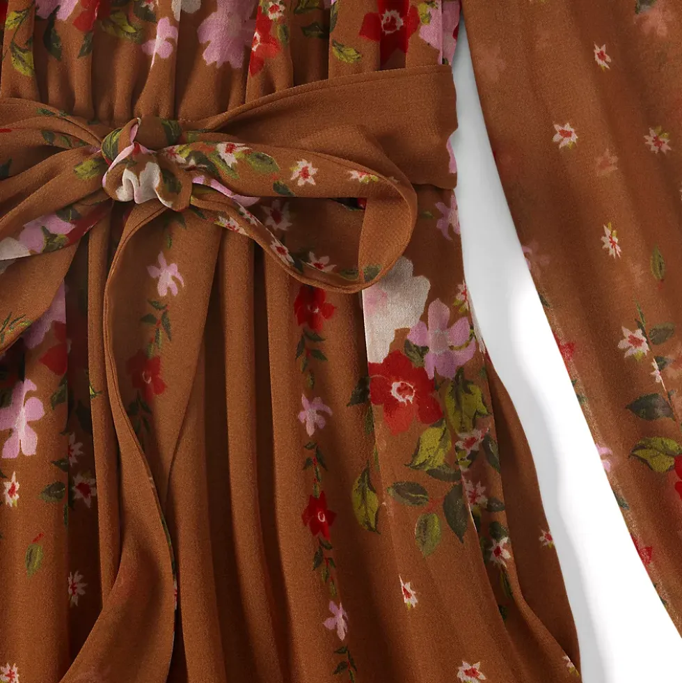 Women's Chiffon Tiered Long Sleeve Maxi Dress