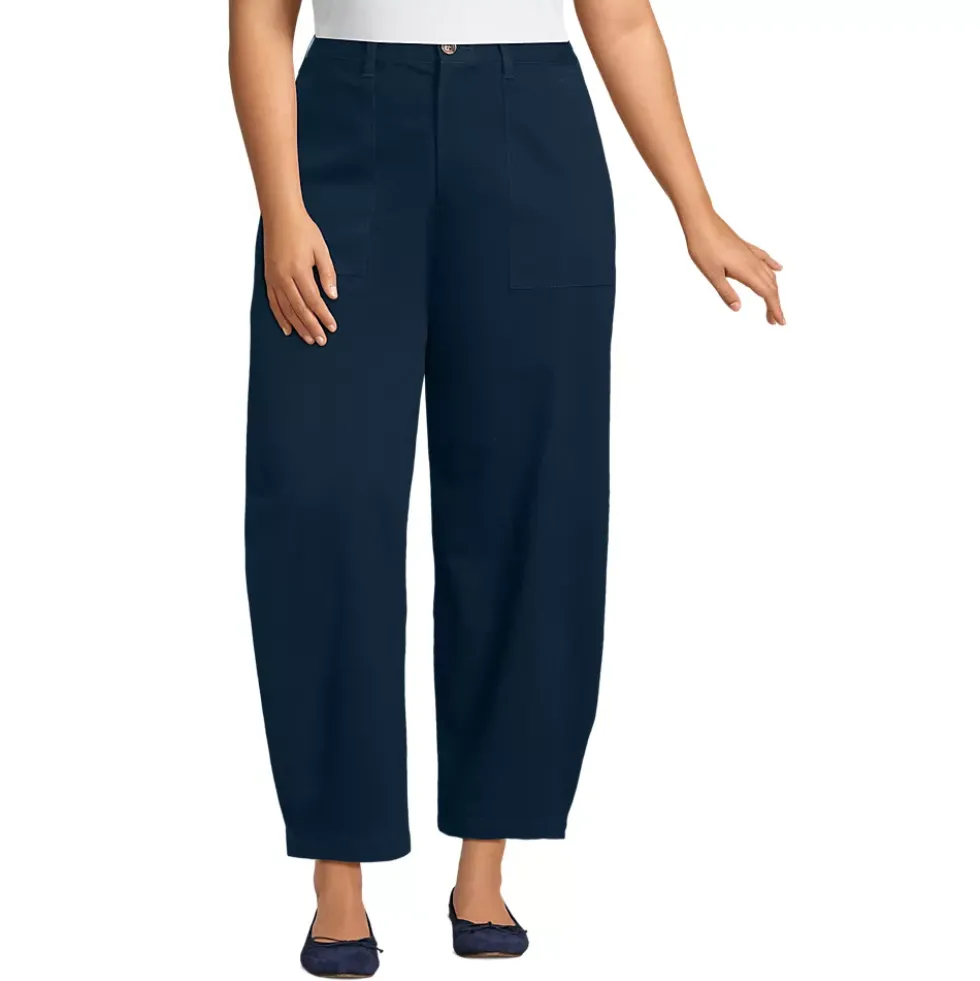 Women's Chino High Rise Barrel Leg Utility Ankle Pants