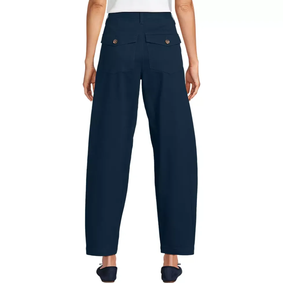 Women's Chino High Rise Barrel Leg Utility Ankle Pants