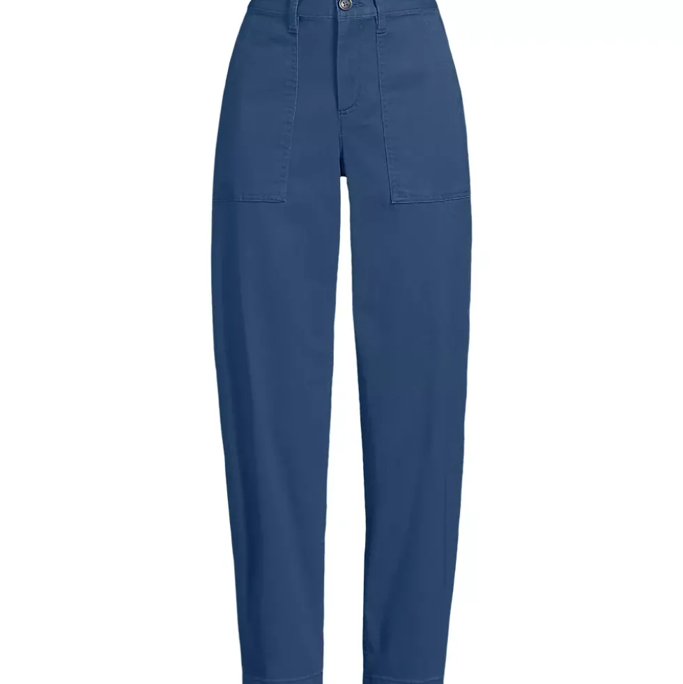 Women's Chino High Rise Barrel Leg Utility Ankle Pants