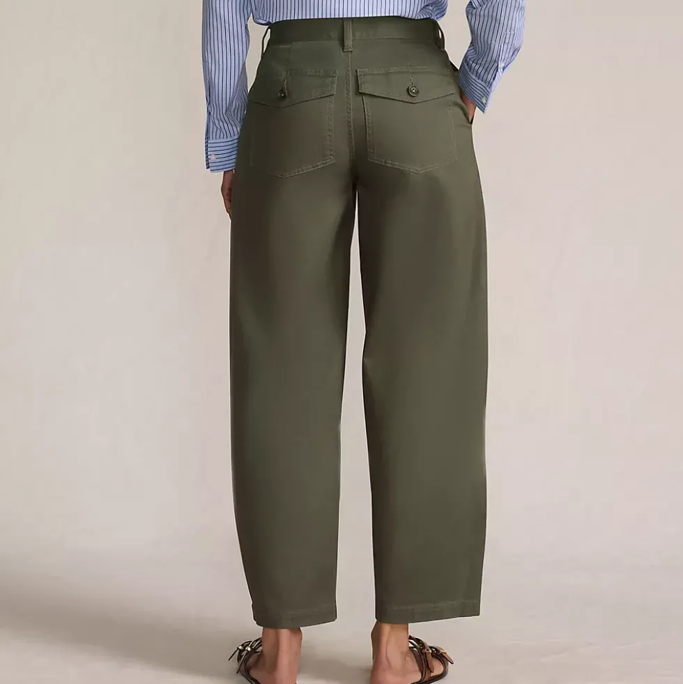 Women's Chino High Rise Barrel Leg Utility Ankle Pants