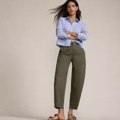 Women's Chino High Rise Barrel Leg Utility Ankle Pants