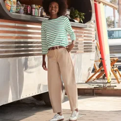 Women's Chino High Rise Barrel Leg Utility Ankle Pants