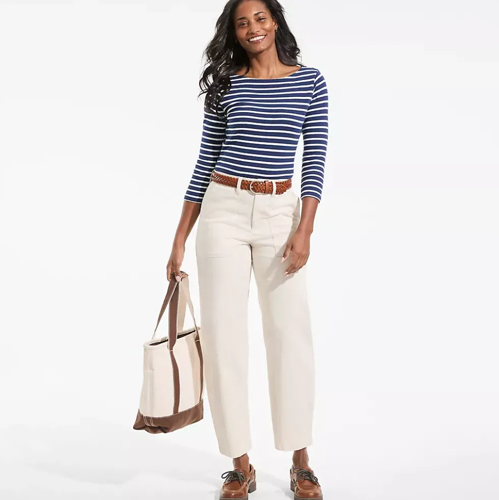 Women's Chino High Rise Barrel Leg Utility Ankle Pants