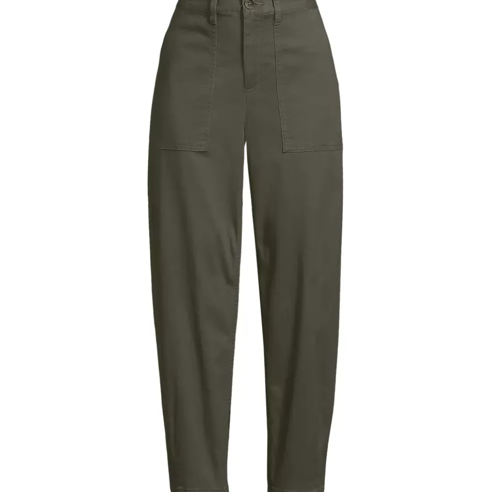 Women's Chino High Rise Barrel Leg Utility Ankle Pants