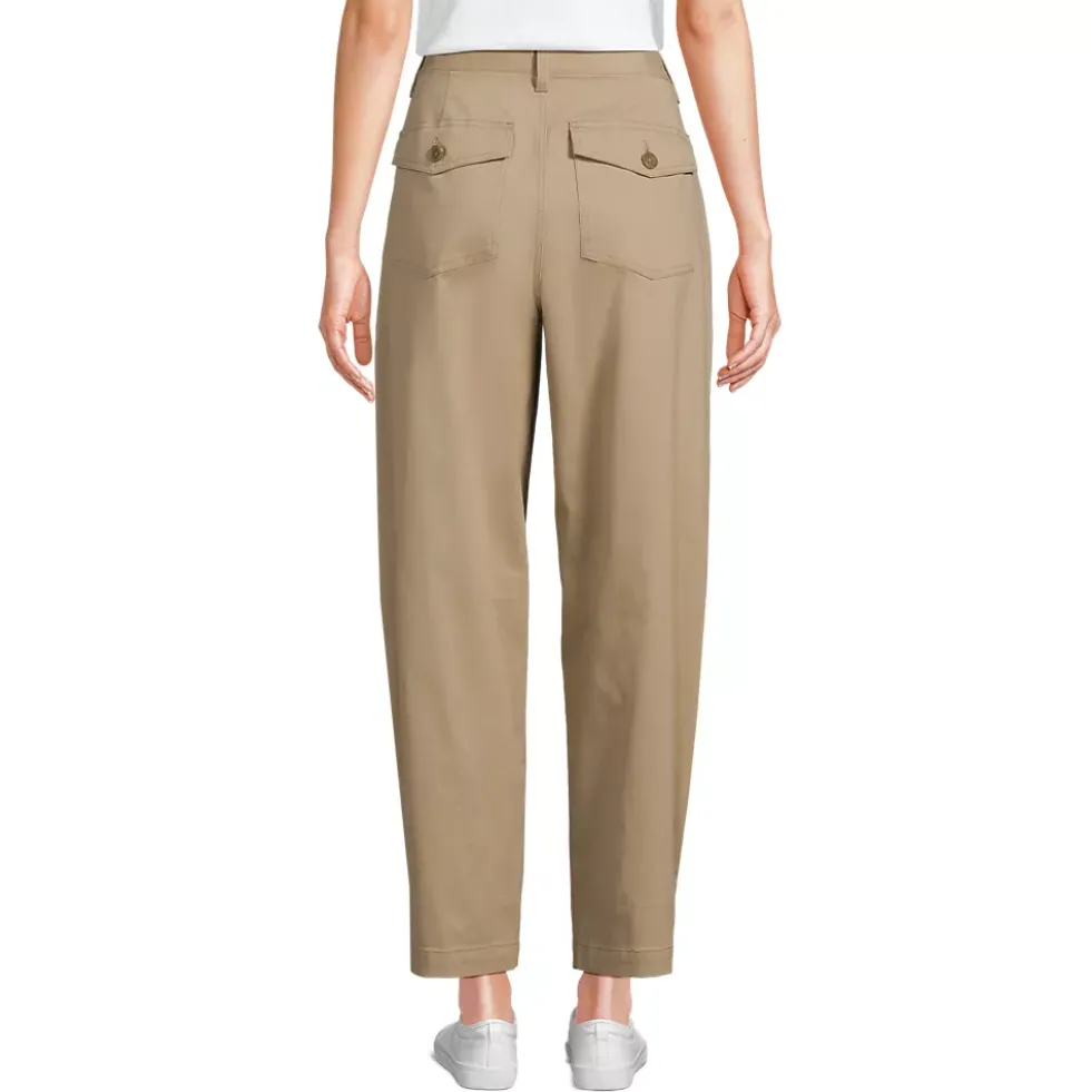 Women's Chino High Rise Barrel Leg Utility Ankle Pants