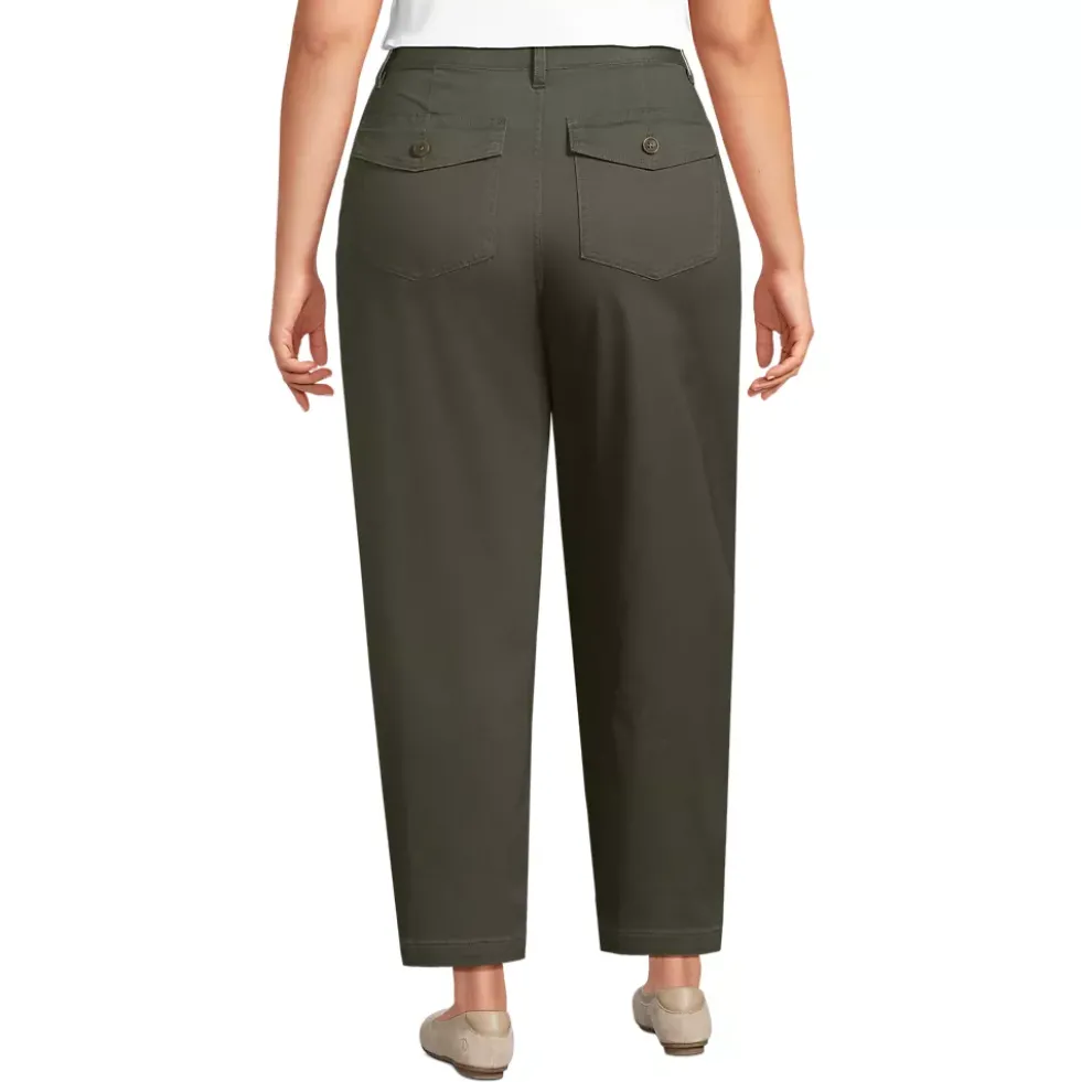 Women's Chino High Rise Barrel Leg Utility Ankle Pants
