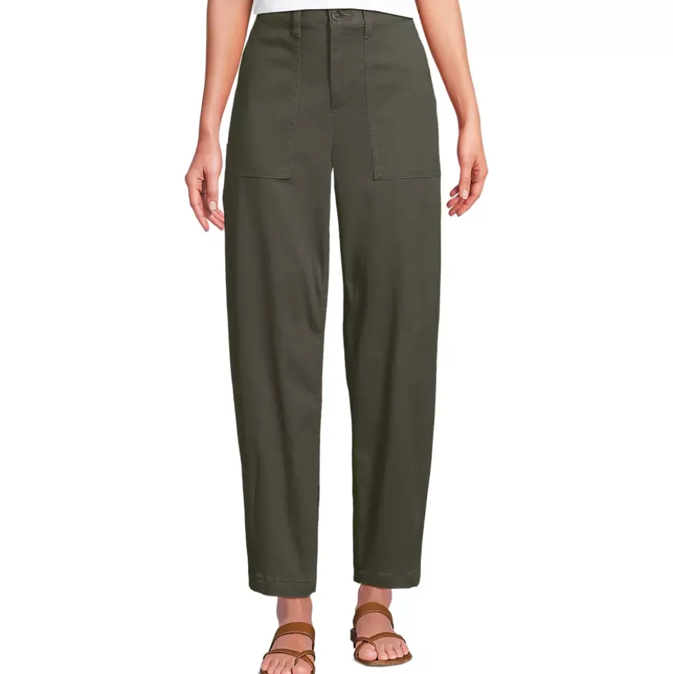 Women's Chino High Rise Barrel Leg Utility Ankle Pants