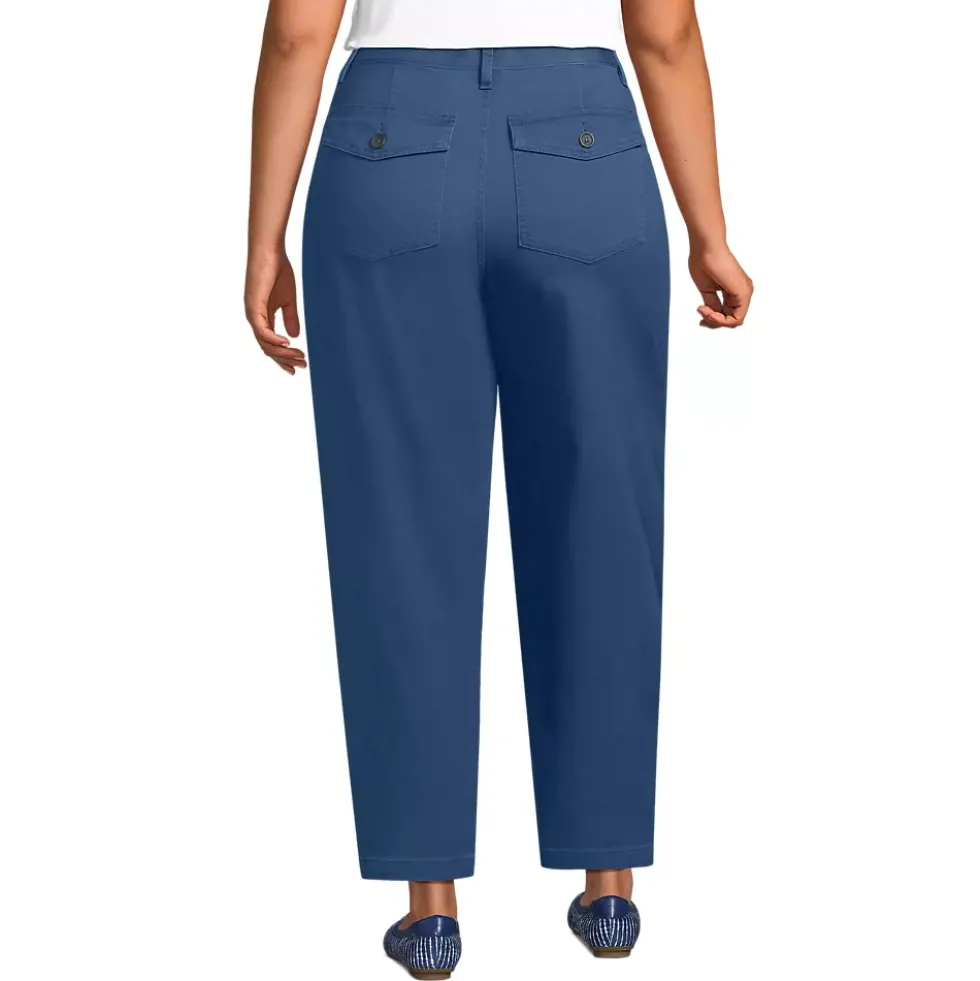Women's Chino High Rise Barrel Leg Utility Ankle Pants