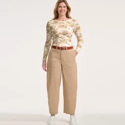 Women's Chino High Rise Barrel Leg Utility Ankle Pants