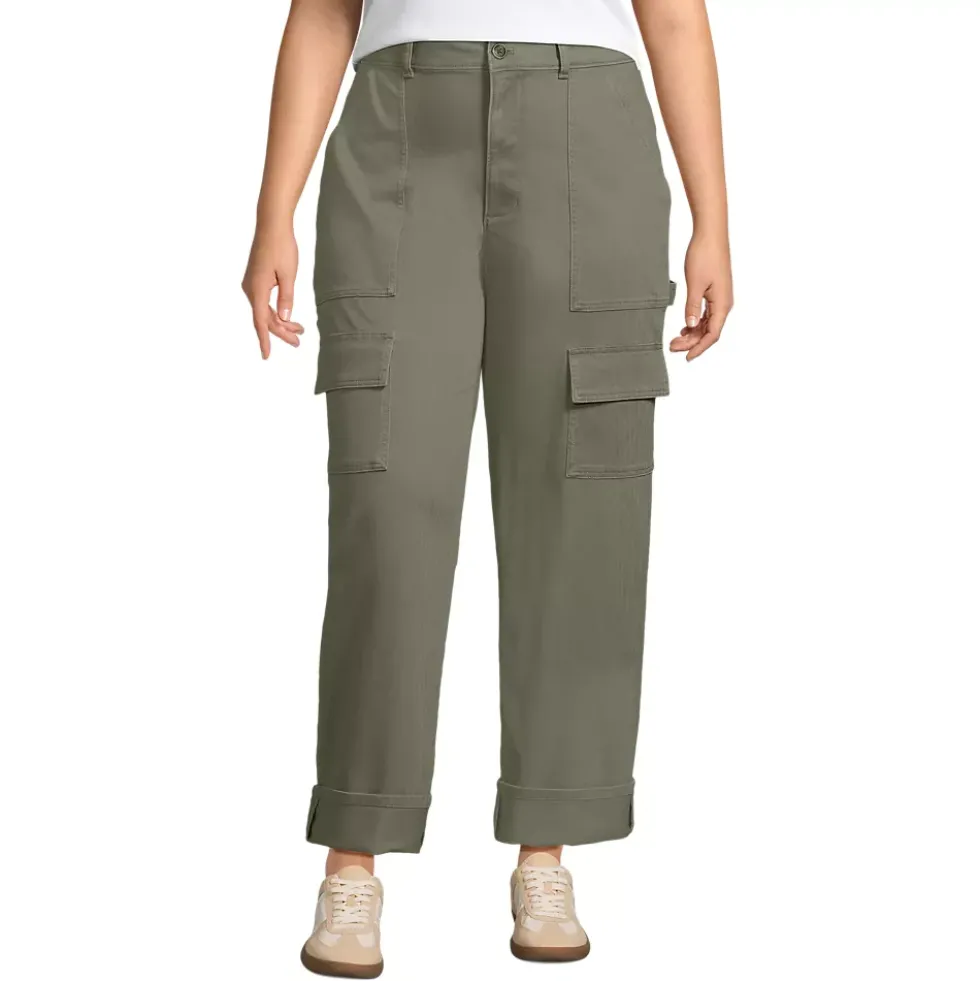 Women's Chino Mid Rise Straight Leg Cargo Ankle Pants