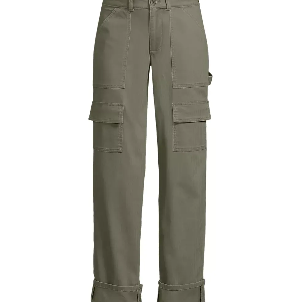 Women's Chino Mid Rise Straight Leg Cargo Ankle Pants