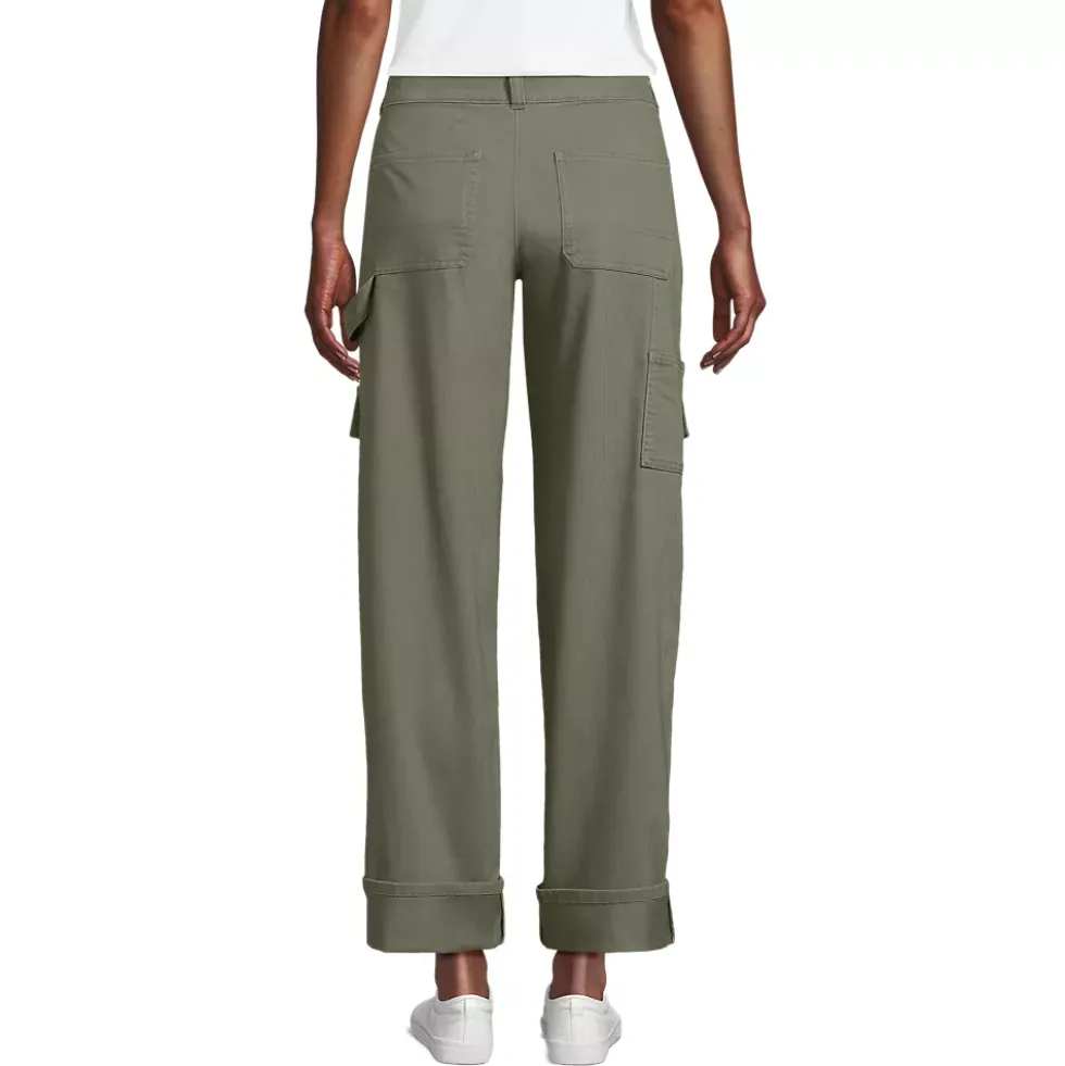 Women's Chino Mid Rise Straight Leg Cargo Ankle Pants