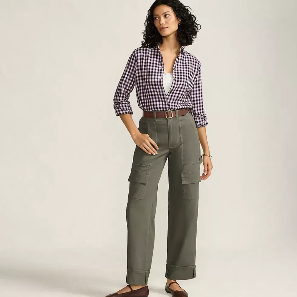 Women's Chino Mid Rise Straight Leg Cargo Ankle Pants