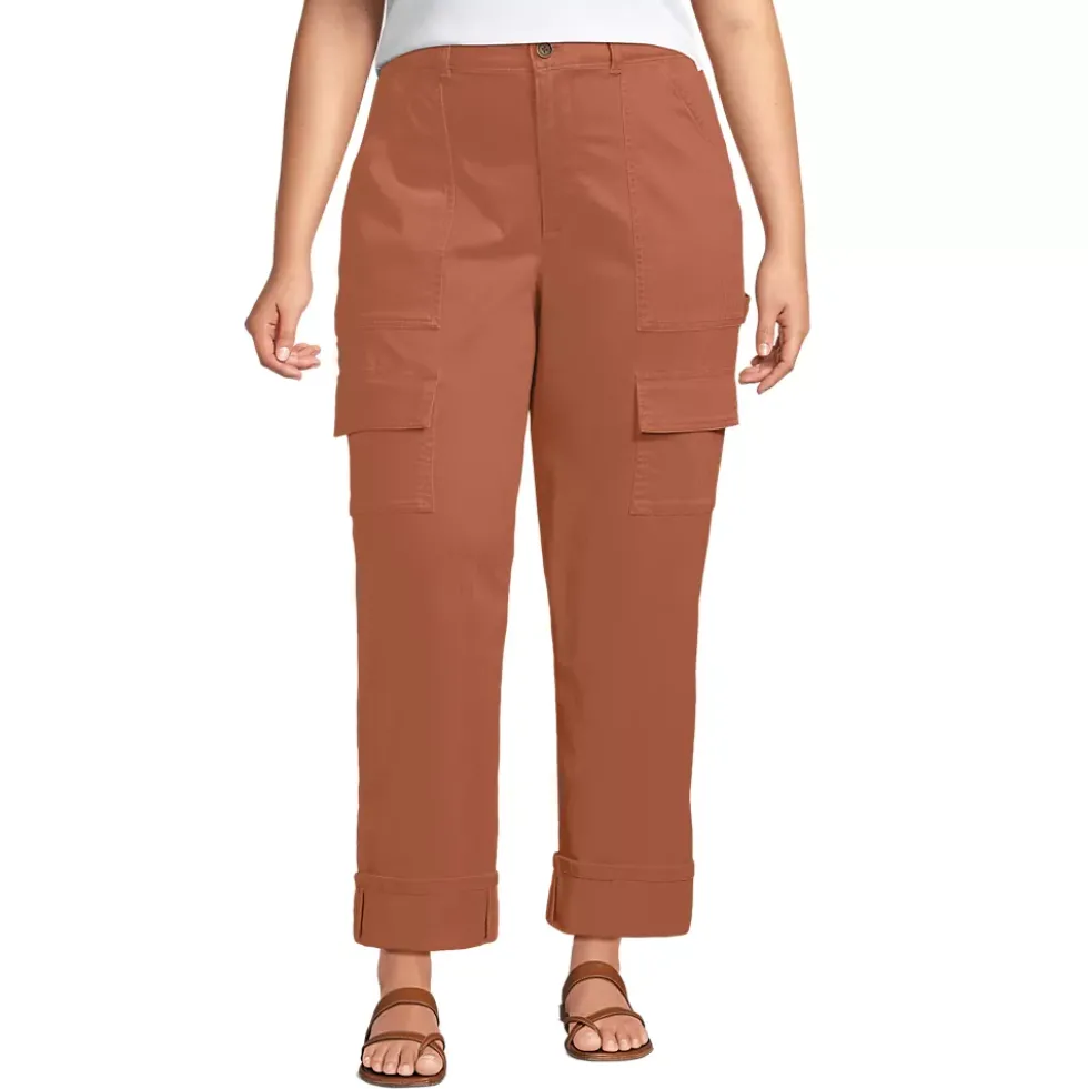 Women's Chino Mid Rise Straight Leg Cargo Ankle Pants