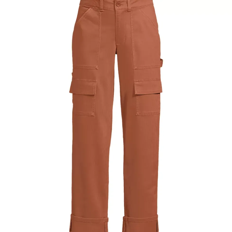Women's Chino Mid Rise Straight Leg Cargo Ankle Pants