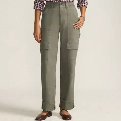 Women's Chino Mid Rise Straight Leg Cargo Ankle Pants