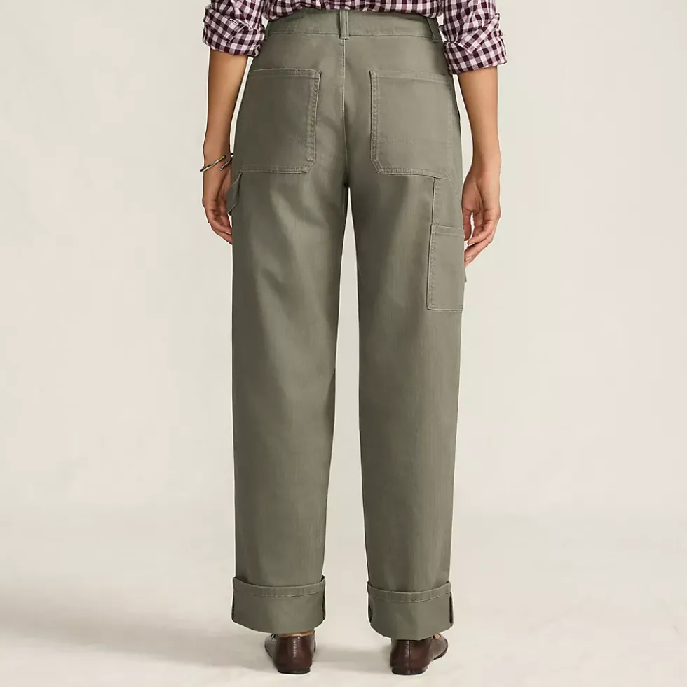 Women's Chino Mid Rise Straight Leg Cargo Ankle Pants