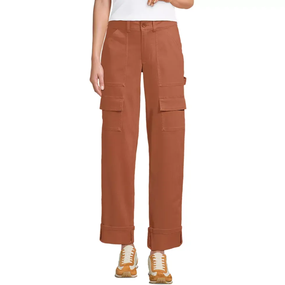 Women's Chino Mid Rise Straight Leg Cargo Ankle Pants
