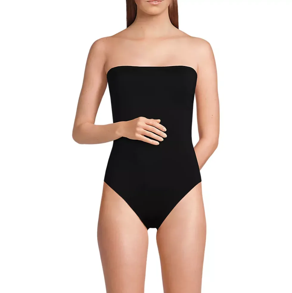Women's Chlorine Resistant Bandeau High Leg Strappy One Piece Swimsuit