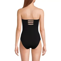 Women's Chlorine Resistant Bandeau High Leg Strappy One Piece Swimsuit
