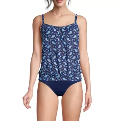 Women's Chlorine Resistant Blouson Tankini Swimsuit Top